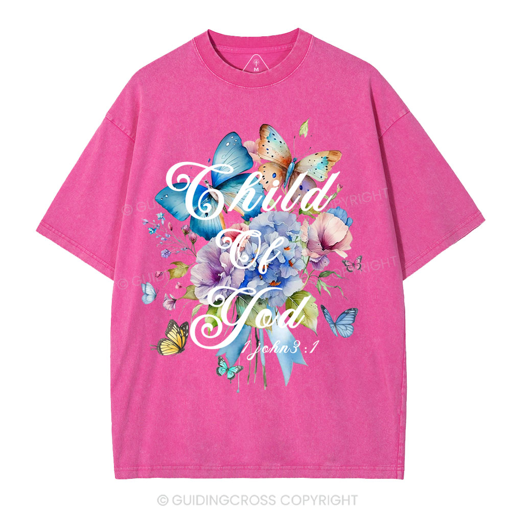 Child Of God Flower Christian Washed T-Shirt