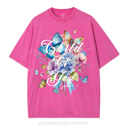 Child Of God Flower Christian Washed T-Shirt