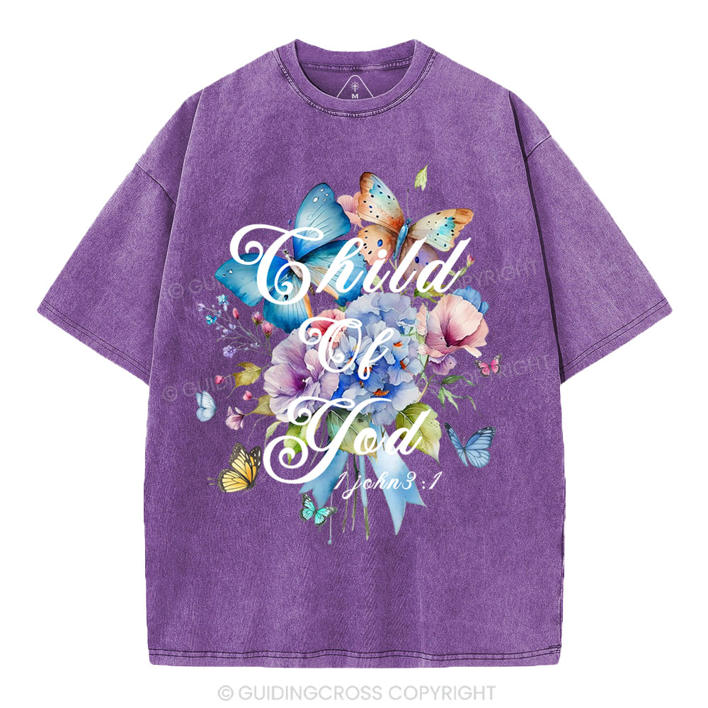 Child Of God Flower Christian Washed T-Shirt
