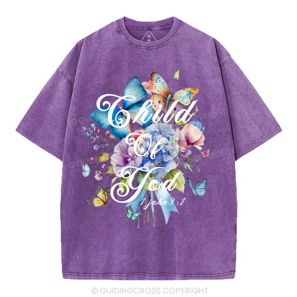 Child Of God Flower Christian Washed T-Shirt