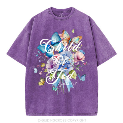 Child Of God Flower Christian Washed T-Shirt