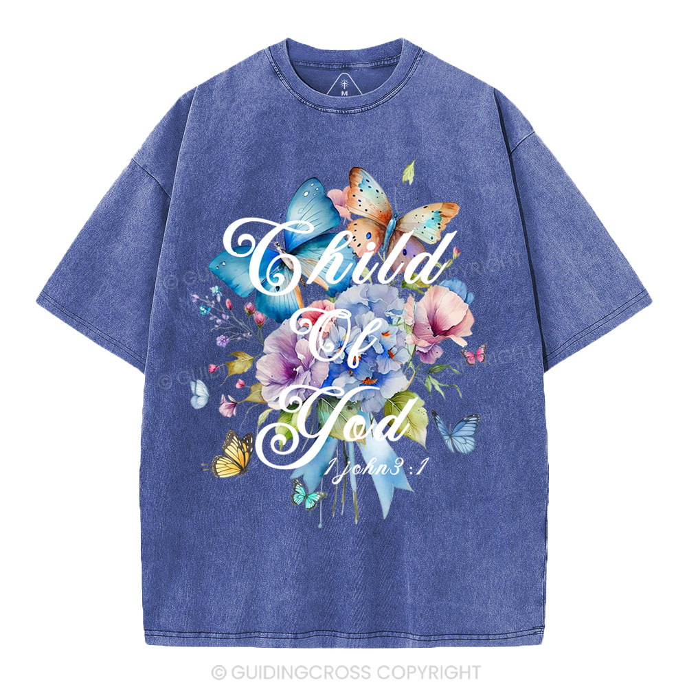 Child Of God Flower Christian Washed T-Shirt