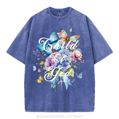Child Of God Flower Christian Washed T-Shirt