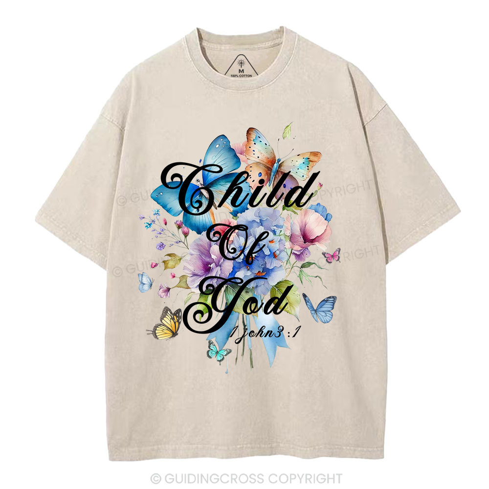 Child Of God Flower Christian Washed T-Shirt