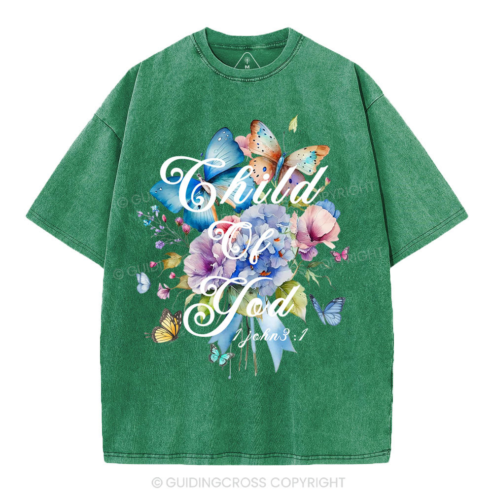 Child Of God Flower Christian Washed T-Shirt