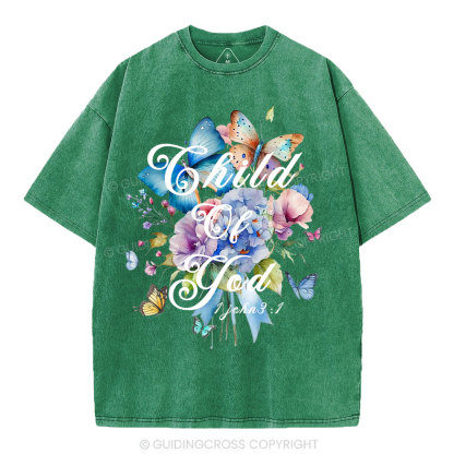 Child Of God Flower Christian Washed T-Shirt