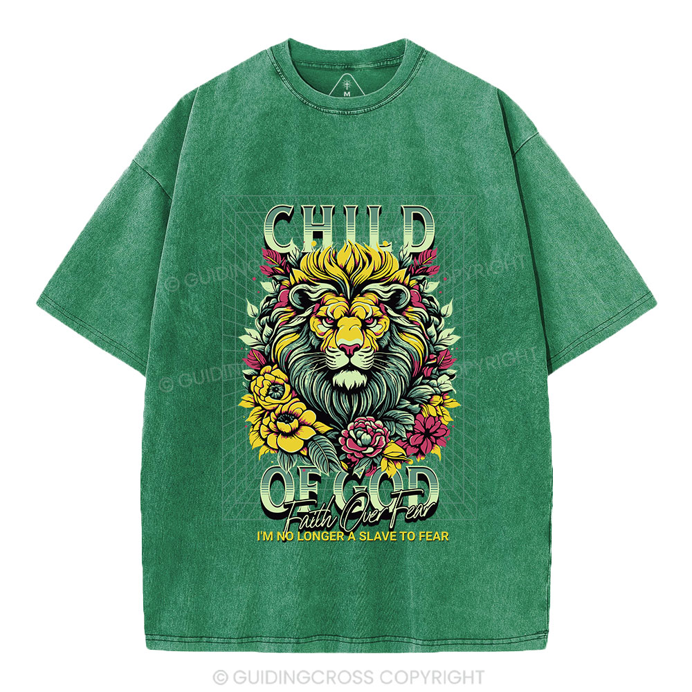 Child Of God Lion Christian Washed T-Shirt
