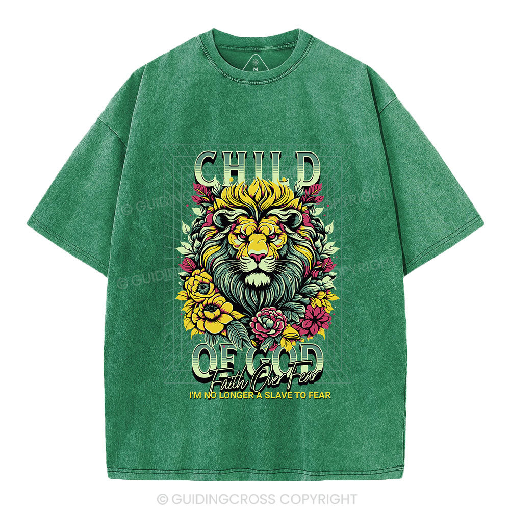 Child Of God Lion Christian Washed T-Shirt