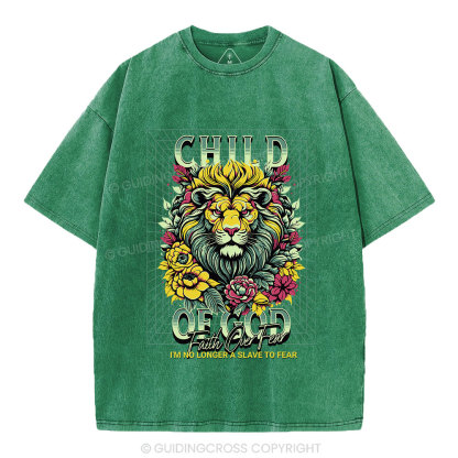 Child Of God Lion Christian Washed T-Shirt
