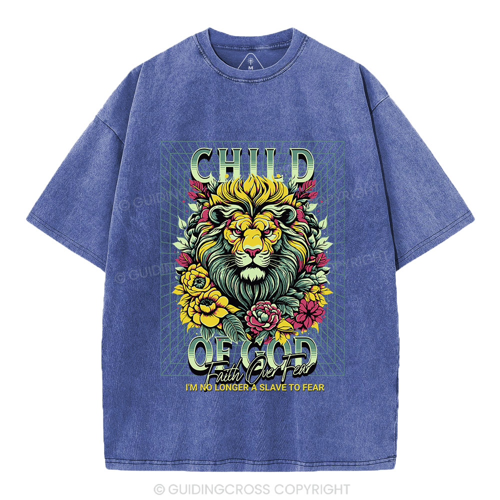 Child Of God Lion Christian Washed T-Shirt