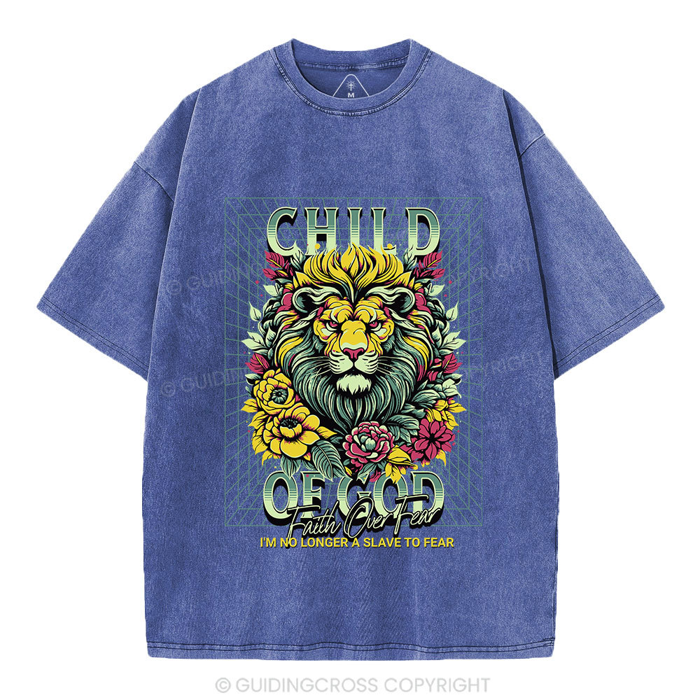 Child Of God Lion Christian Washed T-Shirt