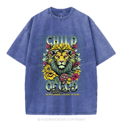 Child Of God Lion Christian Washed T-Shirt