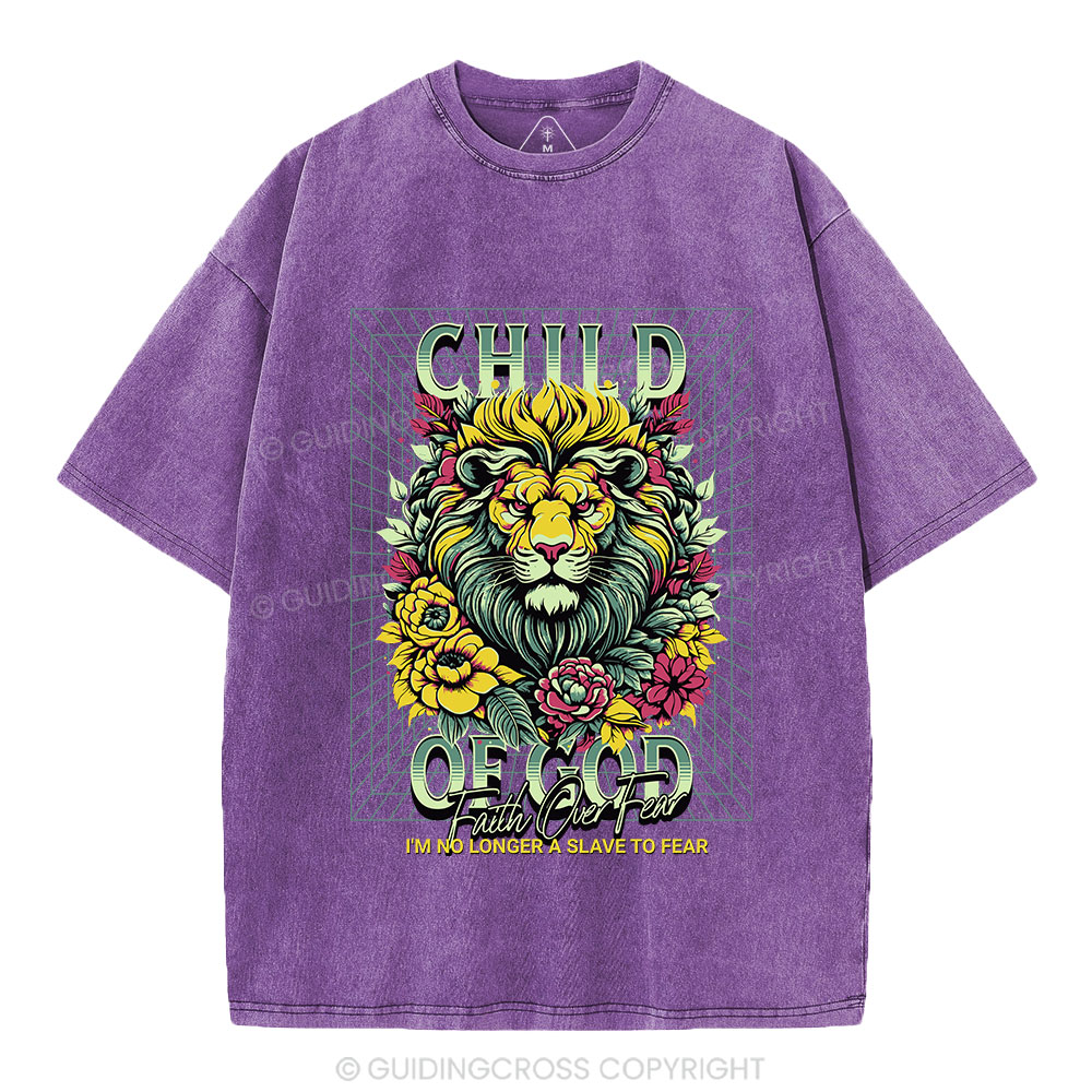 Child Of God Lion Christian Washed T-Shirt