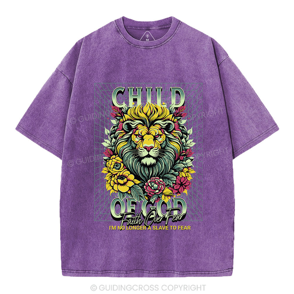 Child Of God Lion Christian Washed T-Shirt
