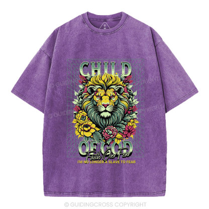 Child Of God Lion Christian Washed T-Shirt