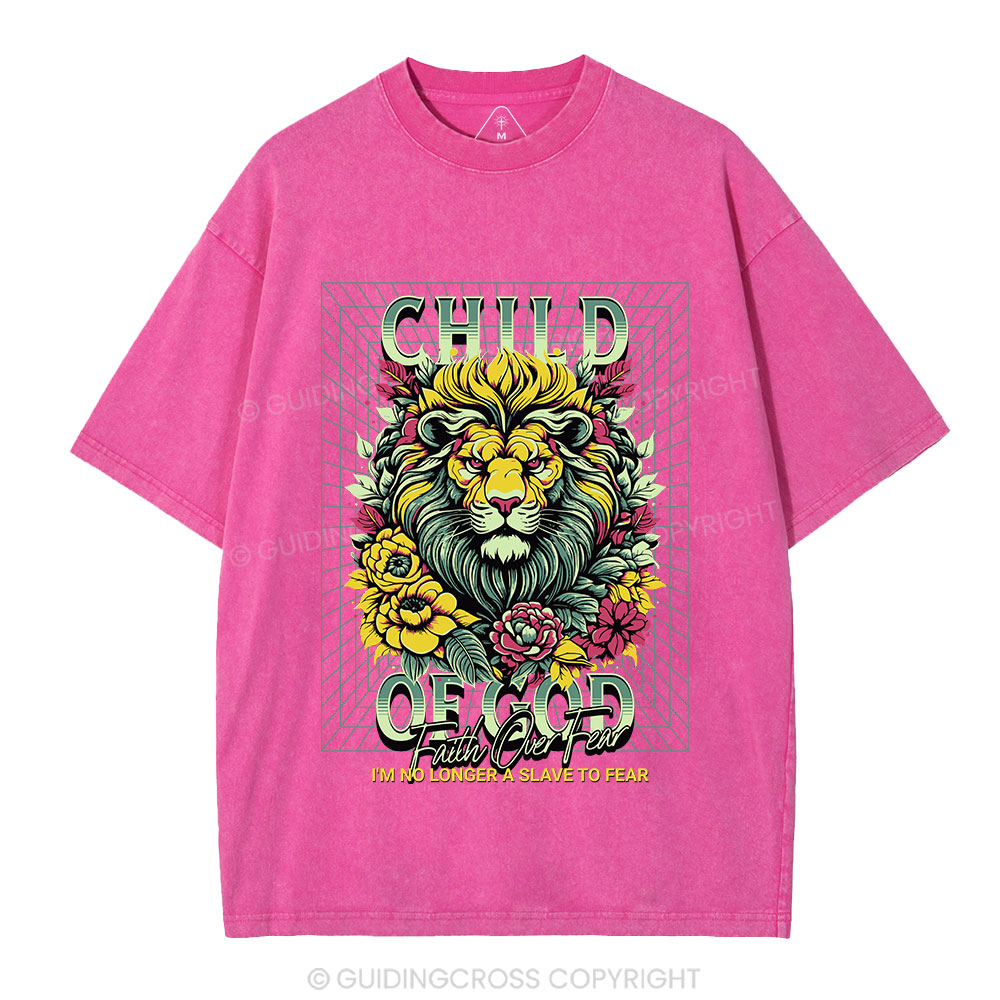 Child Of God Lion Christian Washed T-Shirt
