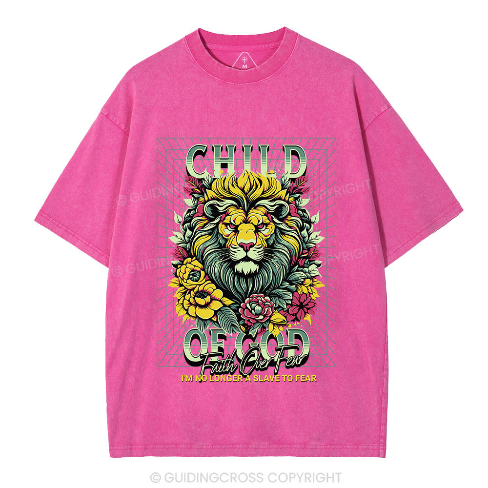 Child Of God Lion Christian Washed T-Shirt