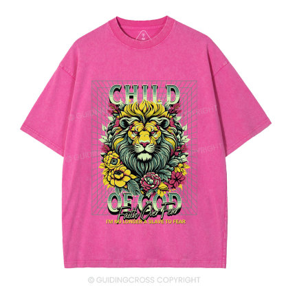 Child Of God Lion Christian Washed T-Shirt