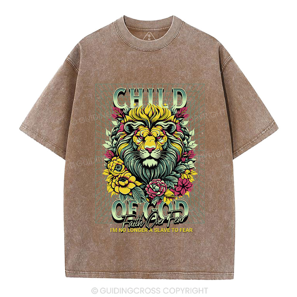 Child Of God Lion Christian Washed T-Shirt