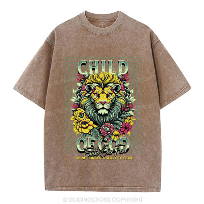 Child Of God Lion Christian Washed T-Shirt