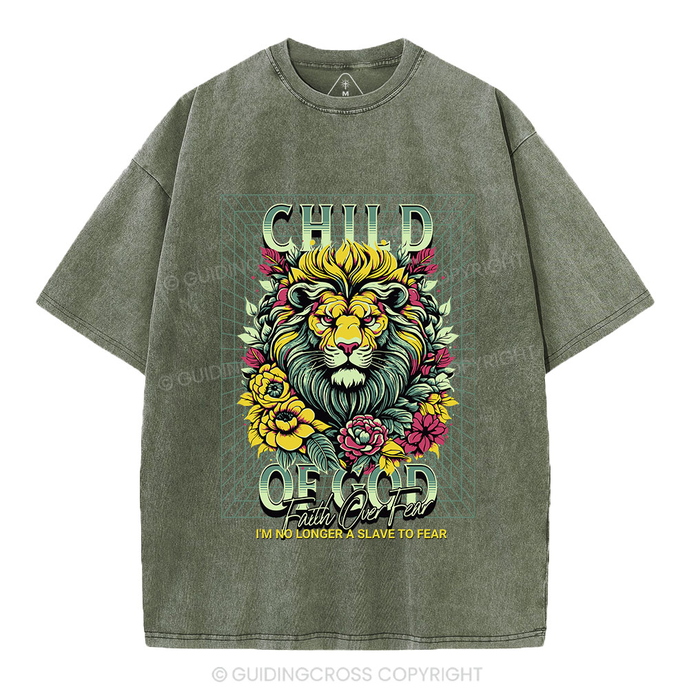Child Of God Lion Christian Washed T-Shirt
