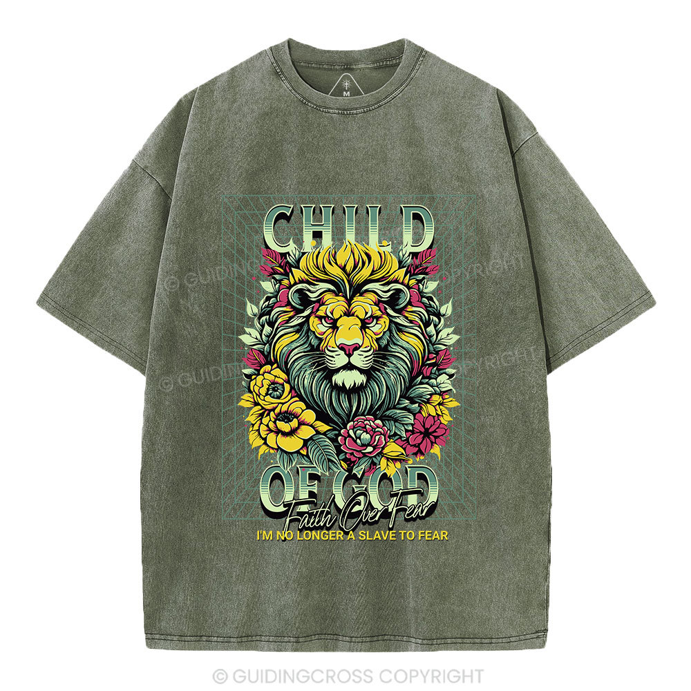 Child Of God Lion Christian Washed T-Shirt