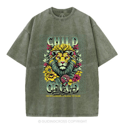 Child Of God Lion Christian Washed T-Shirt