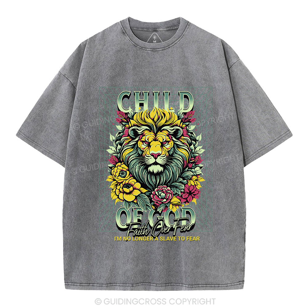 Child Of God Lion Christian Washed T-Shirt
