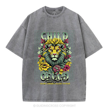 Child Of God Lion Christian Washed T-Shirt