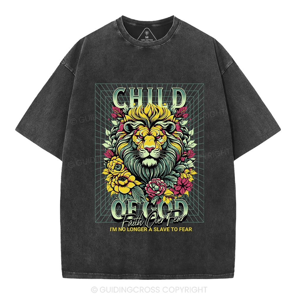 Child Of God Lion Christian Washed T-Shirt