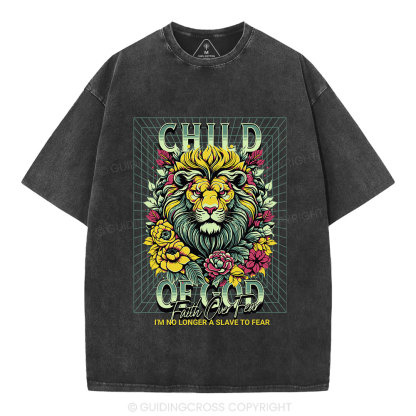 Child Of God Lion Christian Washed T-Shirt