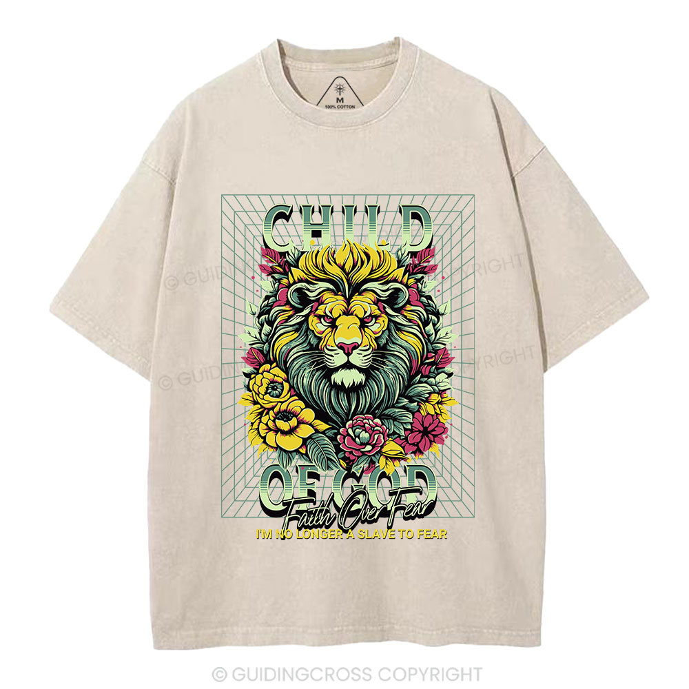 Child Of God Lion Christian Washed T-Shirt