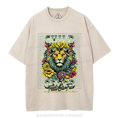 Child Of God Lion Christian Washed T-Shirt