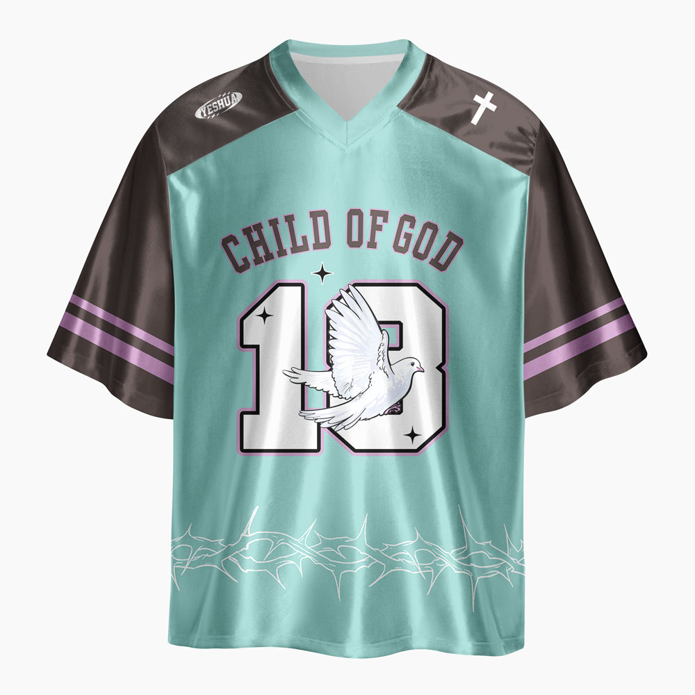 Child Of God Oversized Shiny V-Neck Christian Jersey & Shorts