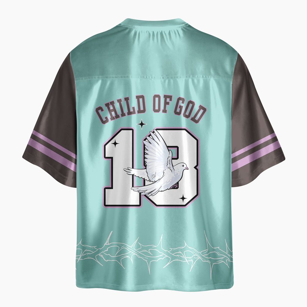 Child Of God Oversized Shiny V-Neck Christian Jersey & Shorts