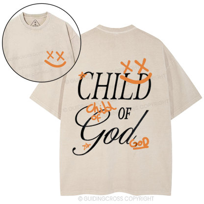 Child Of God Smileface Christian Washed T-Shirt