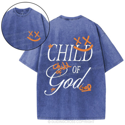 Child Of God Smileface Christian Washed T-Shirt