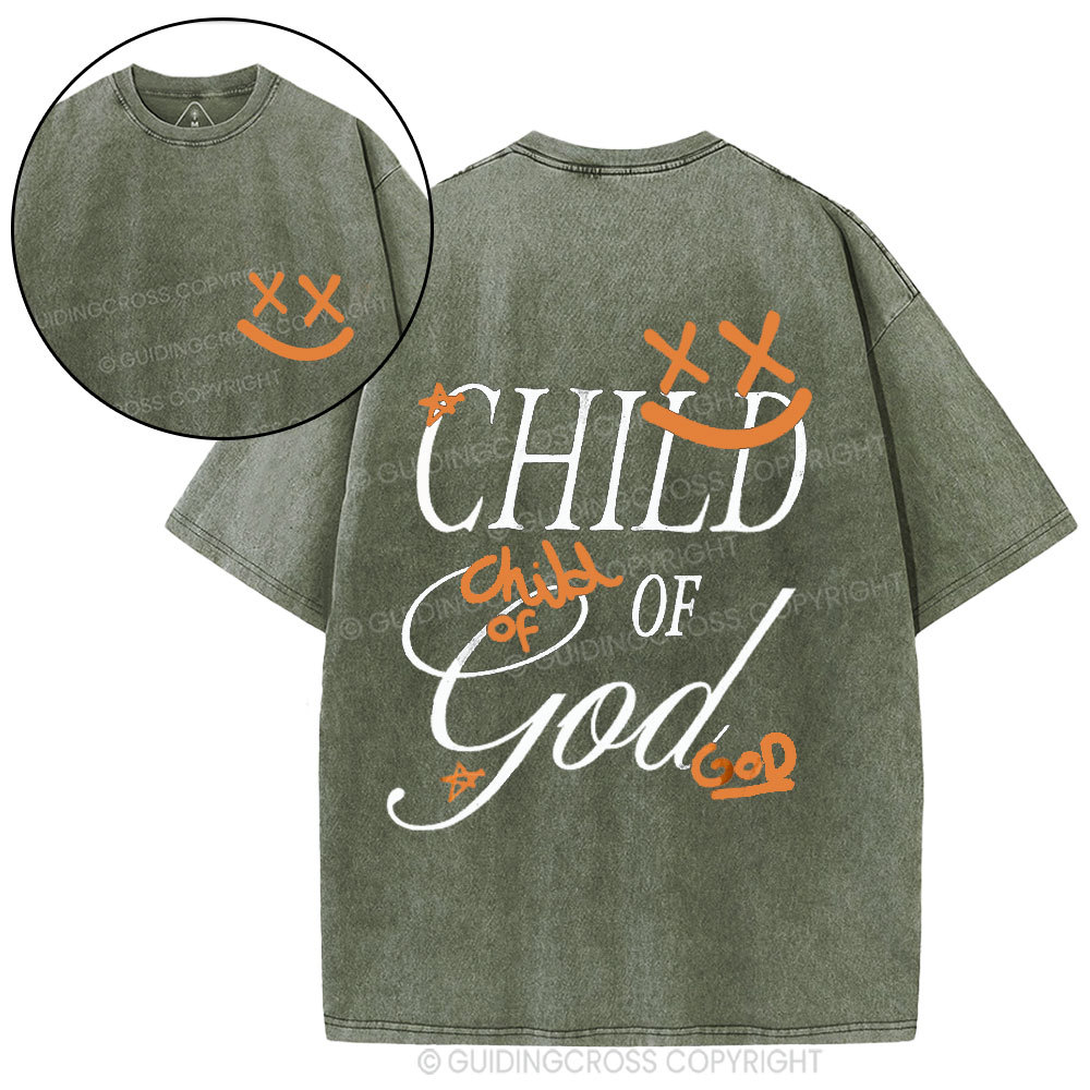 Child Of God Smileface Christian Washed T-Shirt