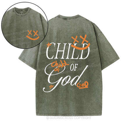 Child Of God Smileface Christian Washed T-Shirt