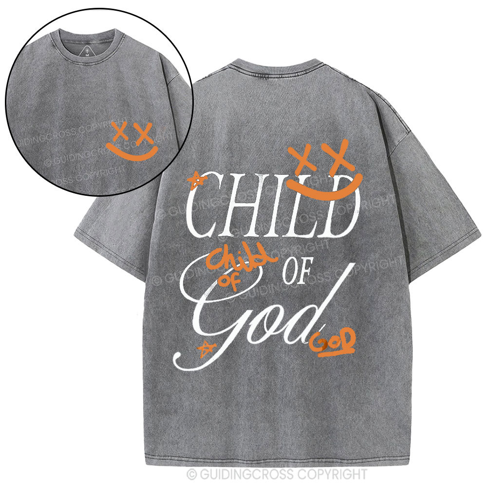 Child Of God Smileface Christian Washed T-Shirt