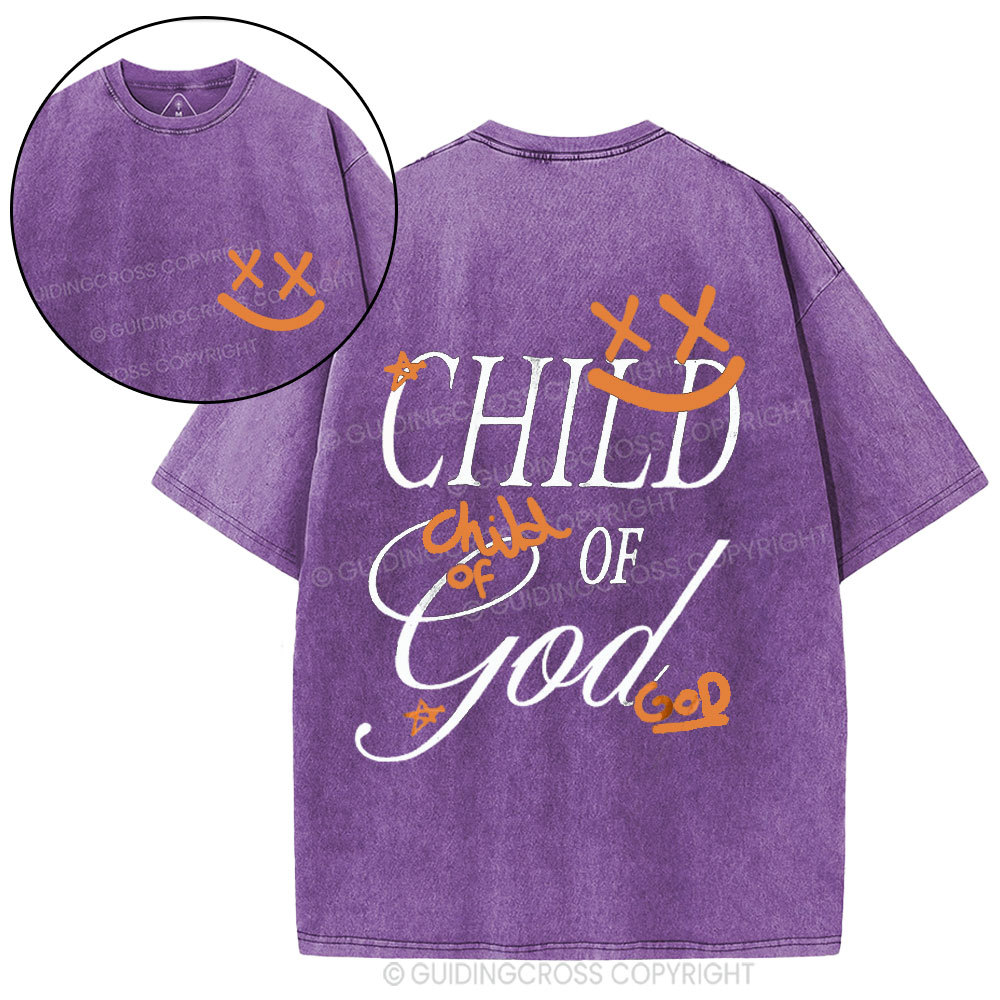 Child Of God Smileface Christian Washed T-Shirt