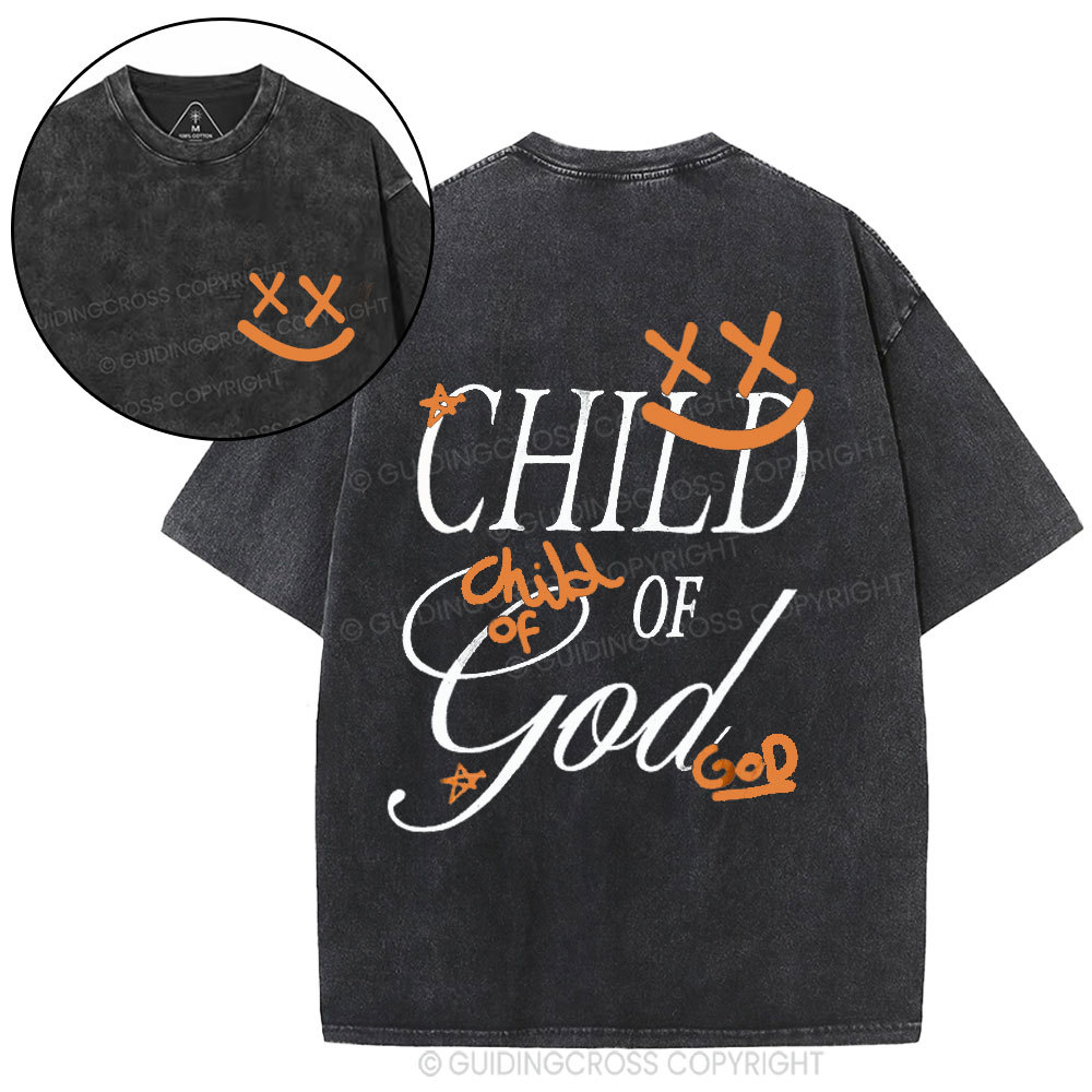 Child Of God Smileface Christian Washed T-Shirt