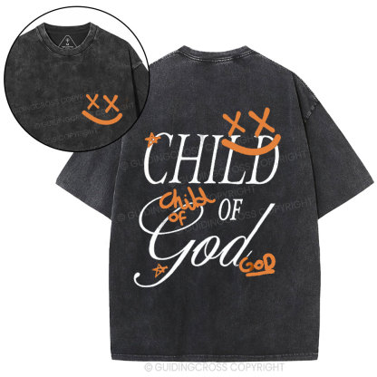 Child Of God Smileface Christian Washed T-Shirt