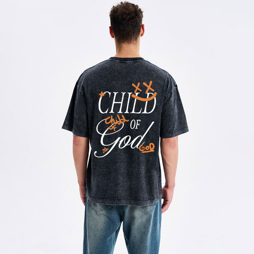 Child Of God Smileface Christian Washed T-Shirt