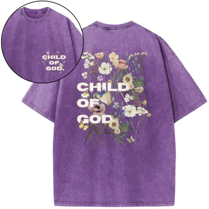 Child Of God Wildflowers Christian Washed T-Shirt