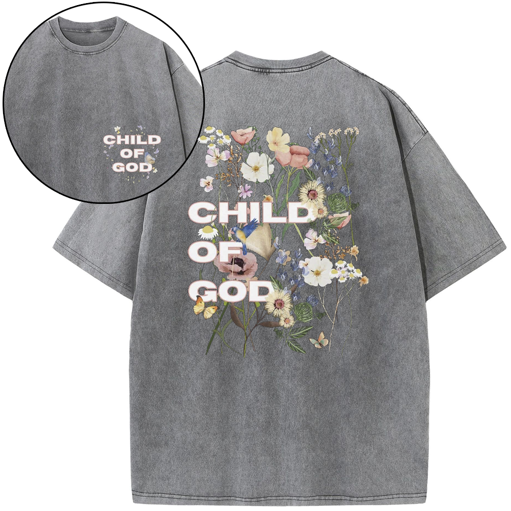 Child Of God Wildflowers Christian Washed T-Shirt