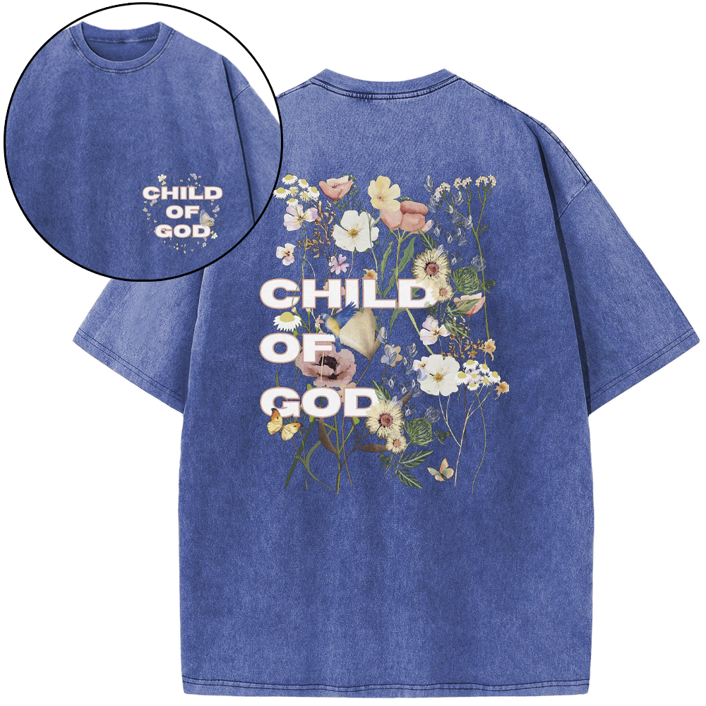 Child Of God Wildflowers Christian Washed T-Shirt