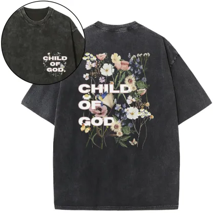 Child Of God Wildflowers Christian Washed T-Shirt