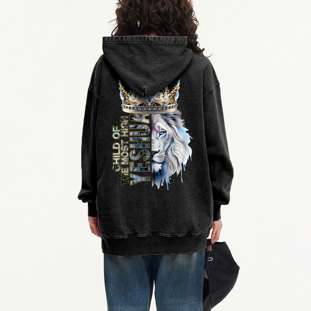 Child Of The Most High Lion Christian Washed Hoodie