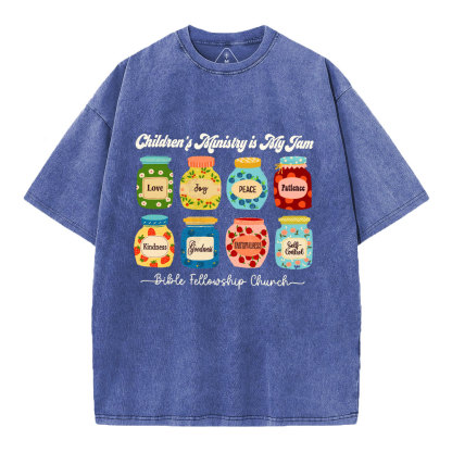 Personalized Children’s Ministry Is My Jam Christian Washed T-Shirt